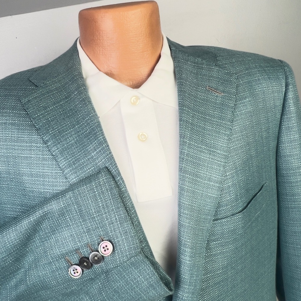 Oxxford Clothes Sport Coat Mens 44R Blue Excellent Dragon Lining Blazer